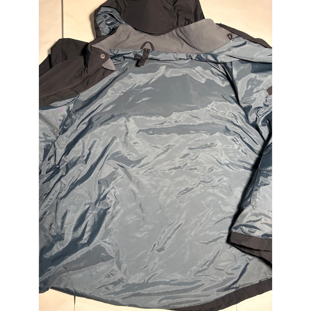 Lands' End Mens XL Black Hooded Rain Jacket Waterproof Windbreaker Coat - Picture 4 of 5